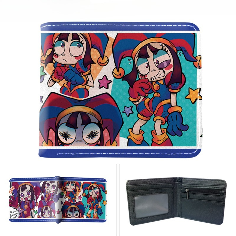 Accordion Wallet Zip - อะนิเมะดิจิตอลเซอร์คัสสุดยอดเยี่ยมการ์ตูนปอมนี่ แจ็กซ์กระเป๋าสตางค์พิมพ์ลาย กระเป๋าใส่เหรียญ กระเป๋าสตางค์พับอเนกประสงค์ ของขวัญวันเกิด