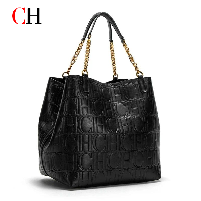 Luxury Bags Lv - กระเป๋าโท้ท CH สำหรับผู้หญิง กระเป๋าถือดีไซน์หรูหรา แฟชั่นหนังลายนูน กระเป๋าสะพายไหล่