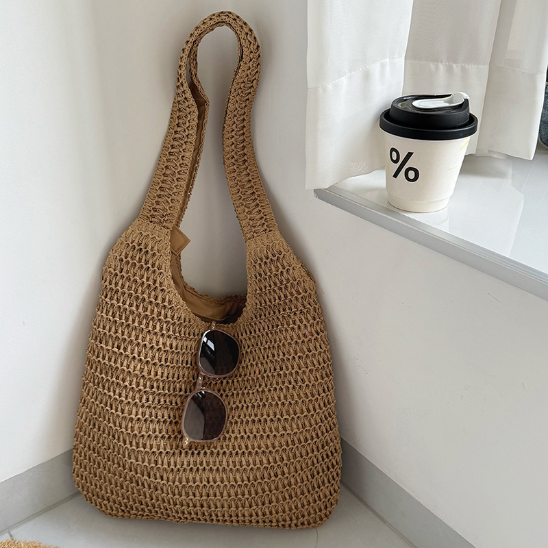 Luxury Beach Bags Ysl - แฟชั่นผู้หญิงหวายไหล่กระเป๋าทอกระเป๋าถือหญิงขนาดใหญ่ความจุฤดูร้อนชายหาดฟางกระเป๋า Casual Tote กระเป๋า