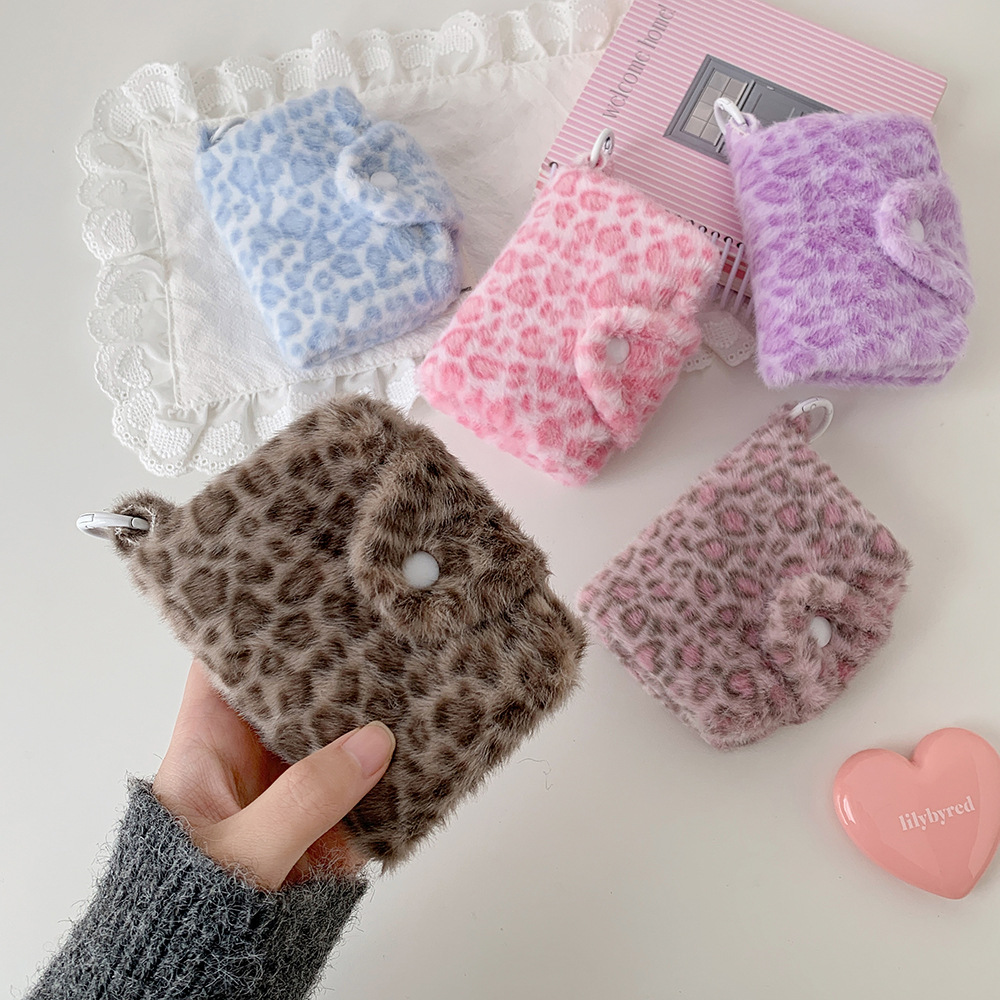 Accordion Wallet Zip - กระเป๋าใส่บัตรลายเสือดาวแฟชั่นใหม่สำหรับสาวๆ กระเป๋าเก็บของขนาดเล็ก กระเป๋าใส่เหรียญ กระเป๋าห้อยหูฟัง ของขวัญสำหรับผู้หญิง