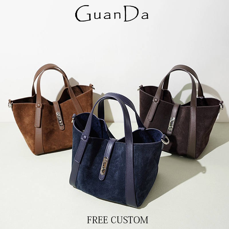 Luxury Bags Name For Women - กระเป๋าถือหนังกลับหรูหราสำหรับผู้หญิง กระเป๋าสะพายไหล่แฟชั่นสั่งทำชื่อได้ กระเป๋าถือสำหรับเดินทางไปทำงานหรือไปงานปาร์ตี้ กระเป๋าสะพายข้างสไตล์เรโทร กระเป๋าทรงถังหนังวัว