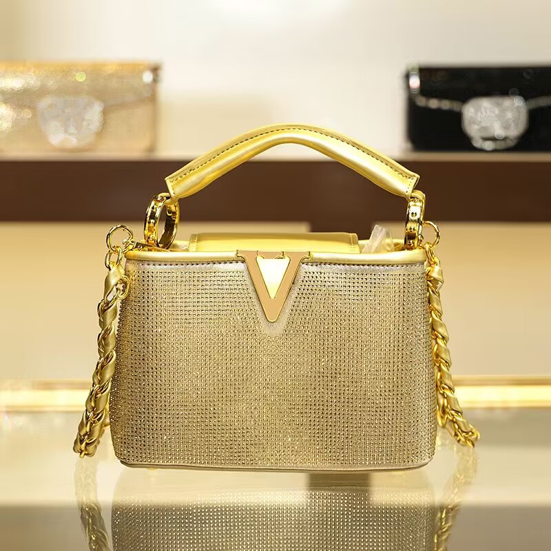 Luxury Bags Lv - 2025 เพชรหรูหราขนาดใหญ่ความจุกระเป๋าถือสตรีTop Designerคริสตัลแฟชั่นกระเป๋าใหม่ไหล่สุภาพสตรีCrossbodyกระเป๋า