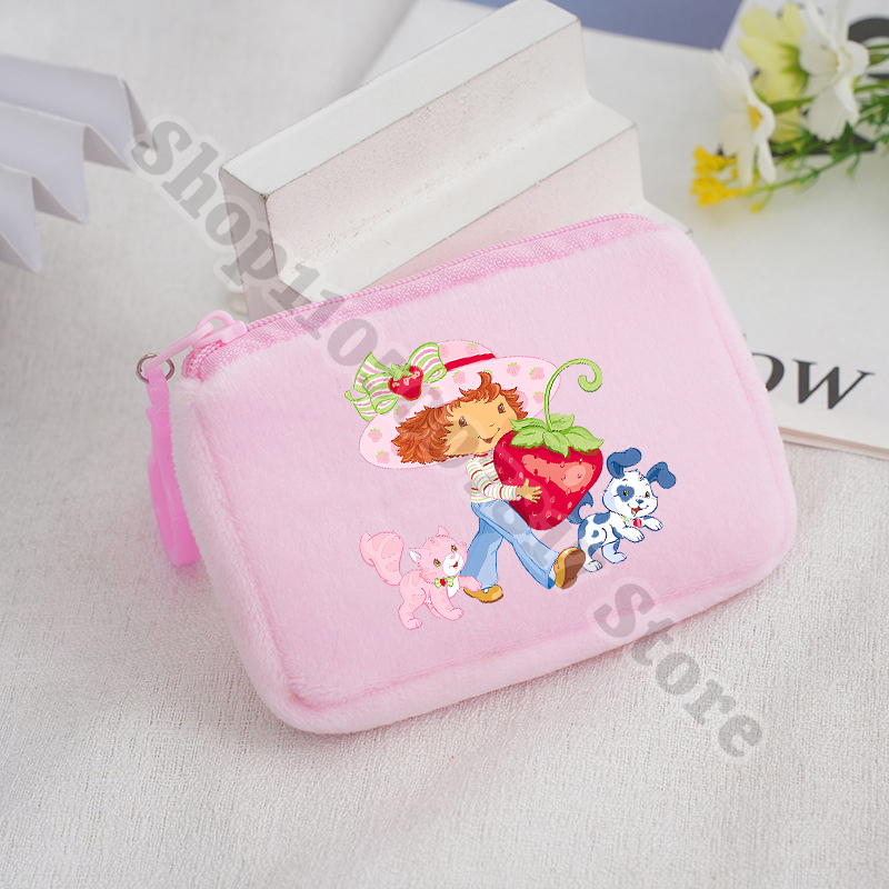 Accordion Wallet Zip - กระเป๋าใส่เหรียญตุ๊กตาอนิเมะเด็ก ลายสตรอว์เบอร์รี่ชอร์ตเค้ก น่ารัก กระเป๋าสตางค์เด็ก ลายการ์ตูน กระเป๋าใส่เงิน