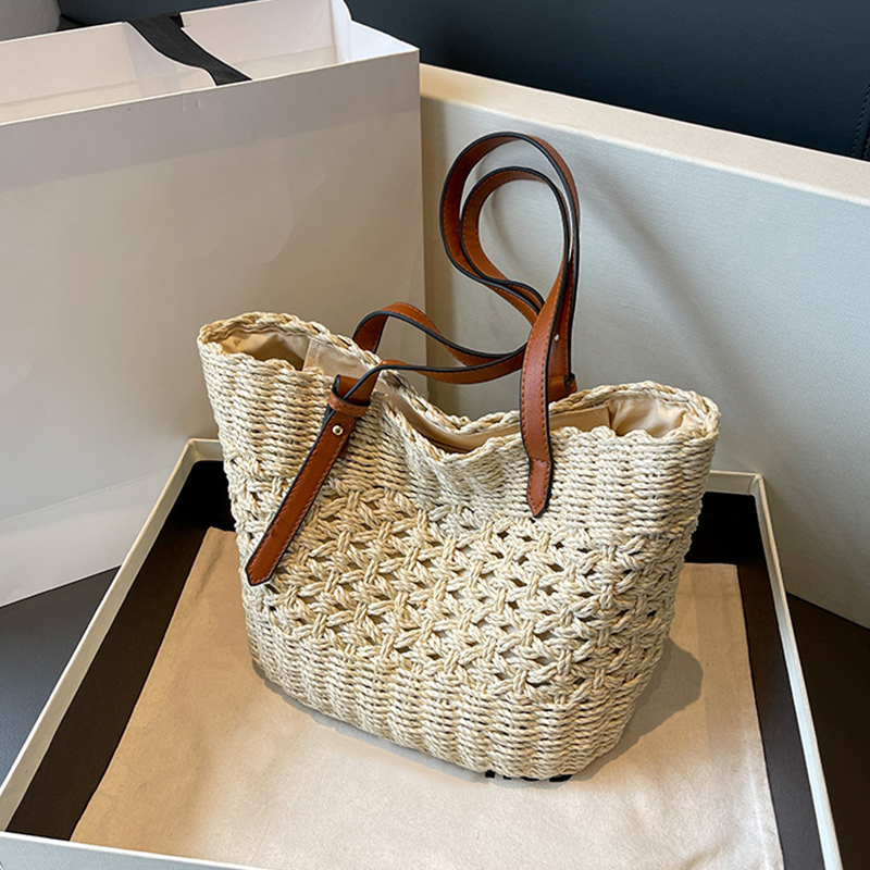 Luxury Beach Bags Ysl - Designer Casual หวายหวาย Tote กระเป๋าขนาดใหญ่ความจุทอผู้หญิงฤดูร้อนชายหาดฟางกระเป๋าถือ Lady