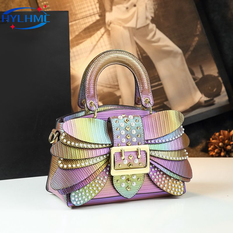 Luxury Bags Lv - 2024 New Pearl Riveted Wingsผู้หญิงกระเป๋าหนังแท้หนังกระเป๋าไหล่กระเป๋าMessenger