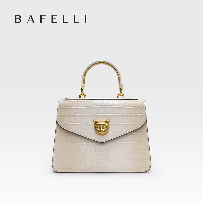 Luxury Bags Lv - กระเป๋าถือหนังแท้ลายหนังจระเข้สุดทันสมัยจาก BAFELLI มาพร้อมสายสะพายไหล่หนังวัวที่ถอดออกได้ เหมาะสำหรับถือด้วยมือ