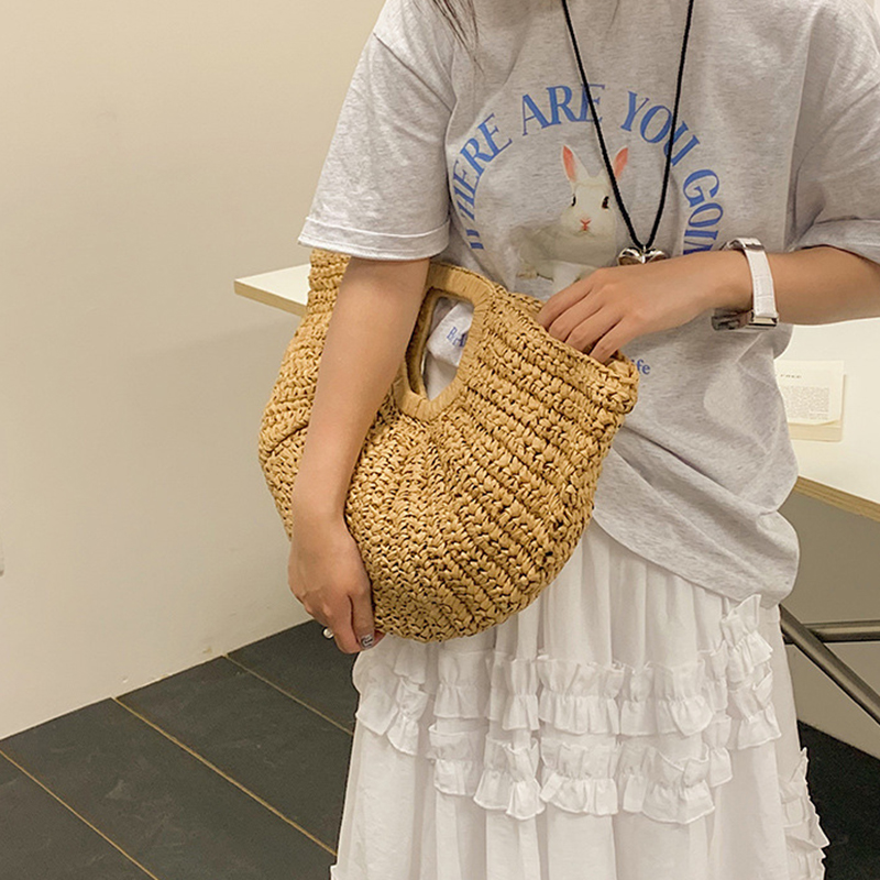 ฤดูร้อนฟางผู้หญิง Half-Moon Be - Luxury Beach Bags Ysl บทวิจารณ์และราคา